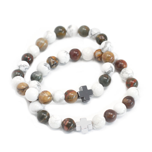 PICASSO JASPER & HOWLITE FRIENDSHIP BRACELET SET