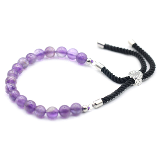 AMETHYST SILVER PLATED CORD BRACELET