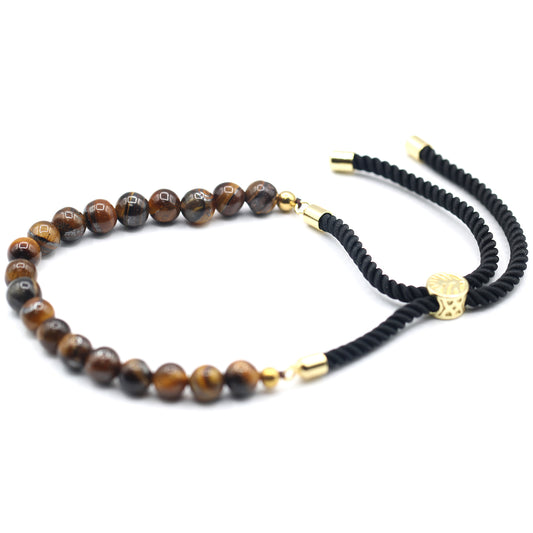 GOLD TIGER'S EYE GOLD PLATED CORD BRACELET