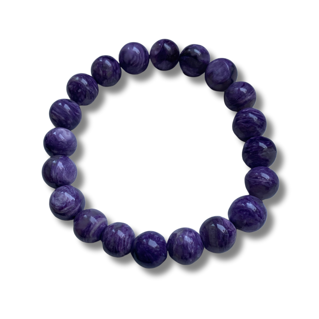 CHUNKY CHAROITE BEADED BRACELET