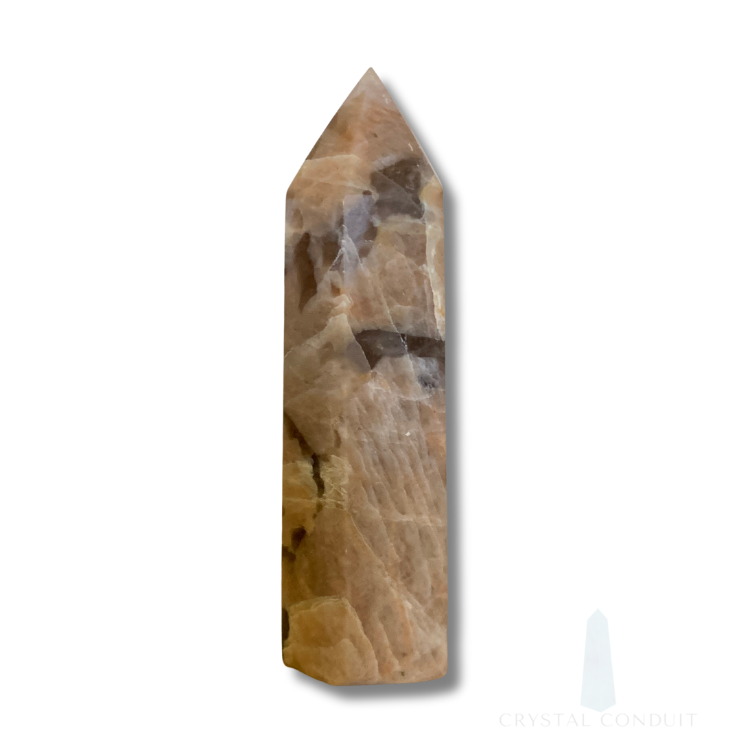 PEACH MOONSTONE with SMOKY QUARTZ TOWER