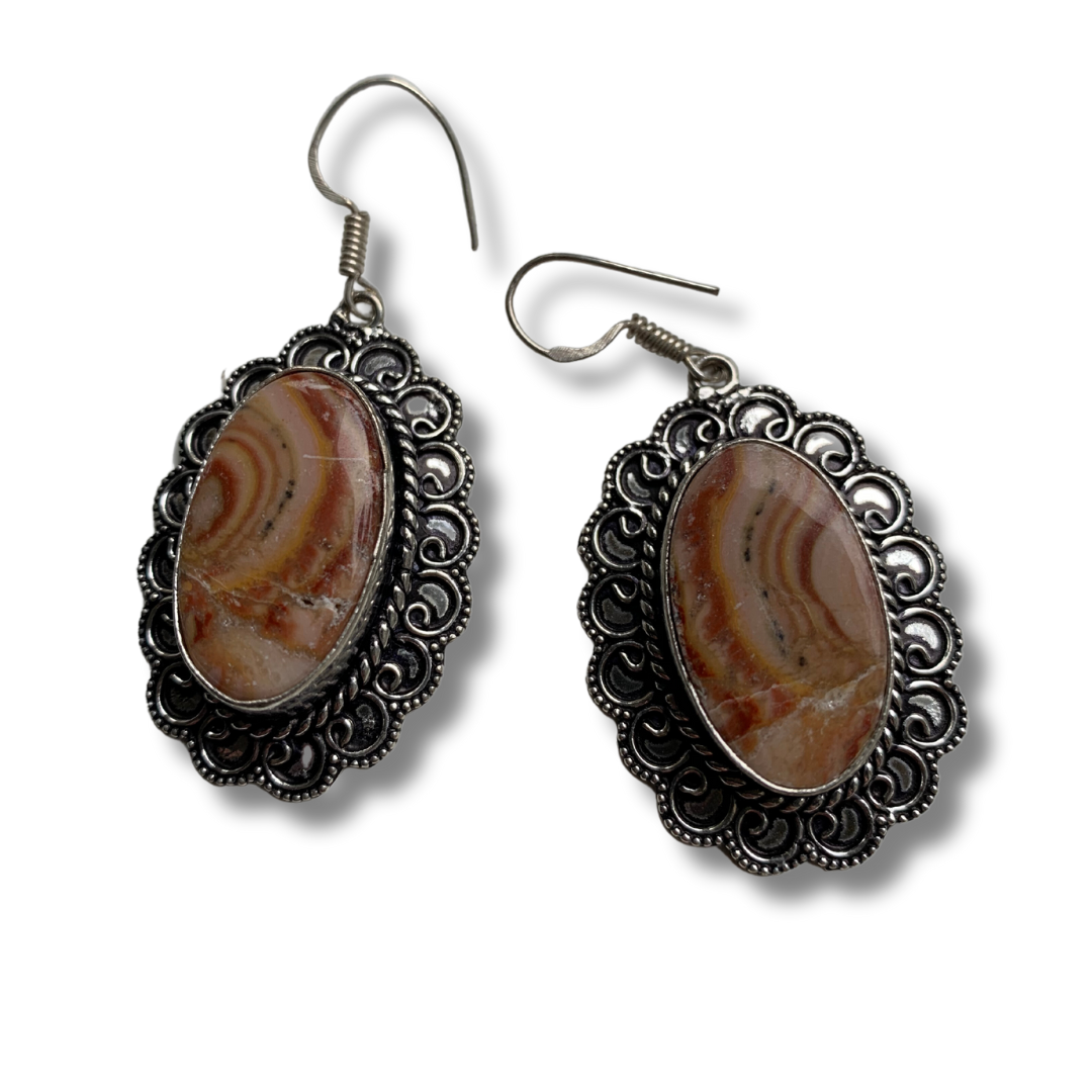 LAKE SUPERIOR AGATE SILVER EARRINGS