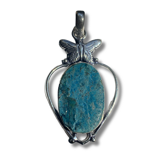 BLUE APATITE SILVER BUTTERFLY PENDANT