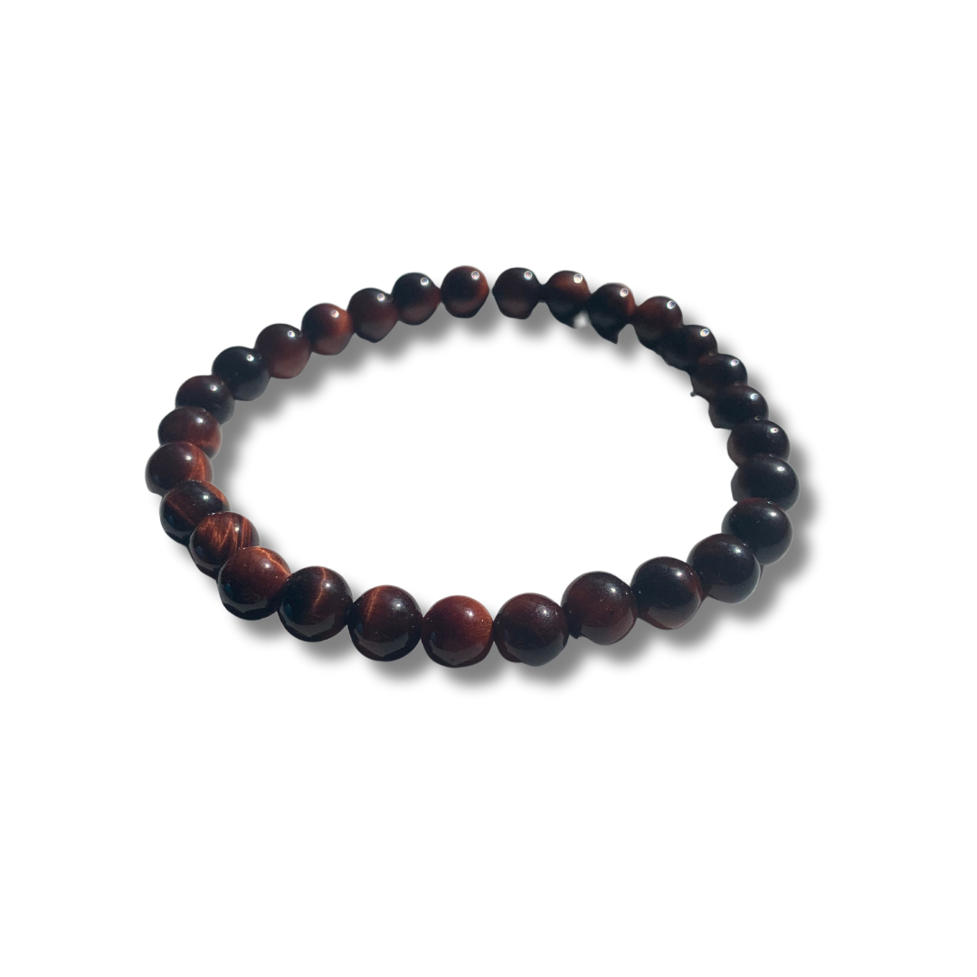 RED TIGER'S EYE BEADED BRACELET