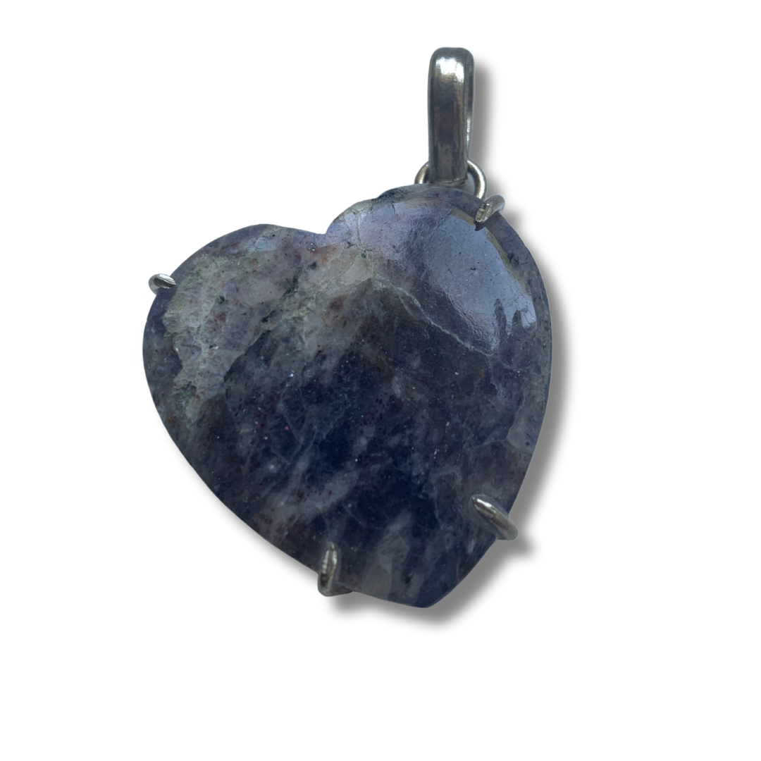 IOLITE with SUNSTONE SILVER HEART PENDANT