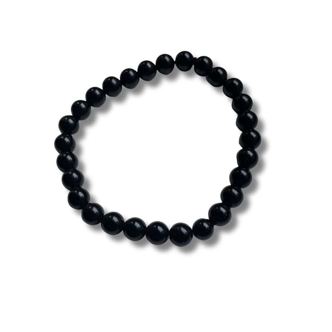 BLACK OBSIDIAN BEADED BRACELET