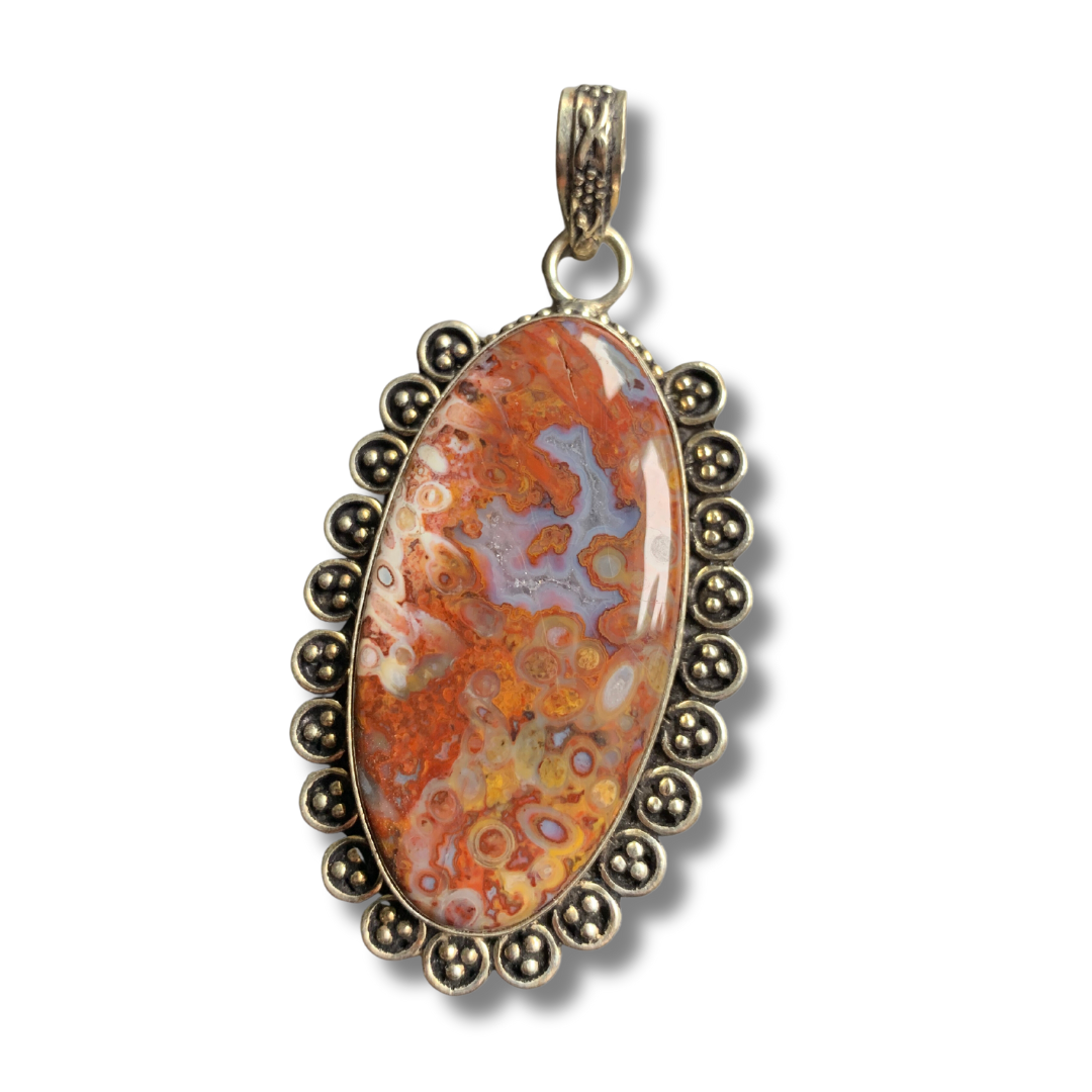 ORBICULAR AGATE SILVER PENDANT