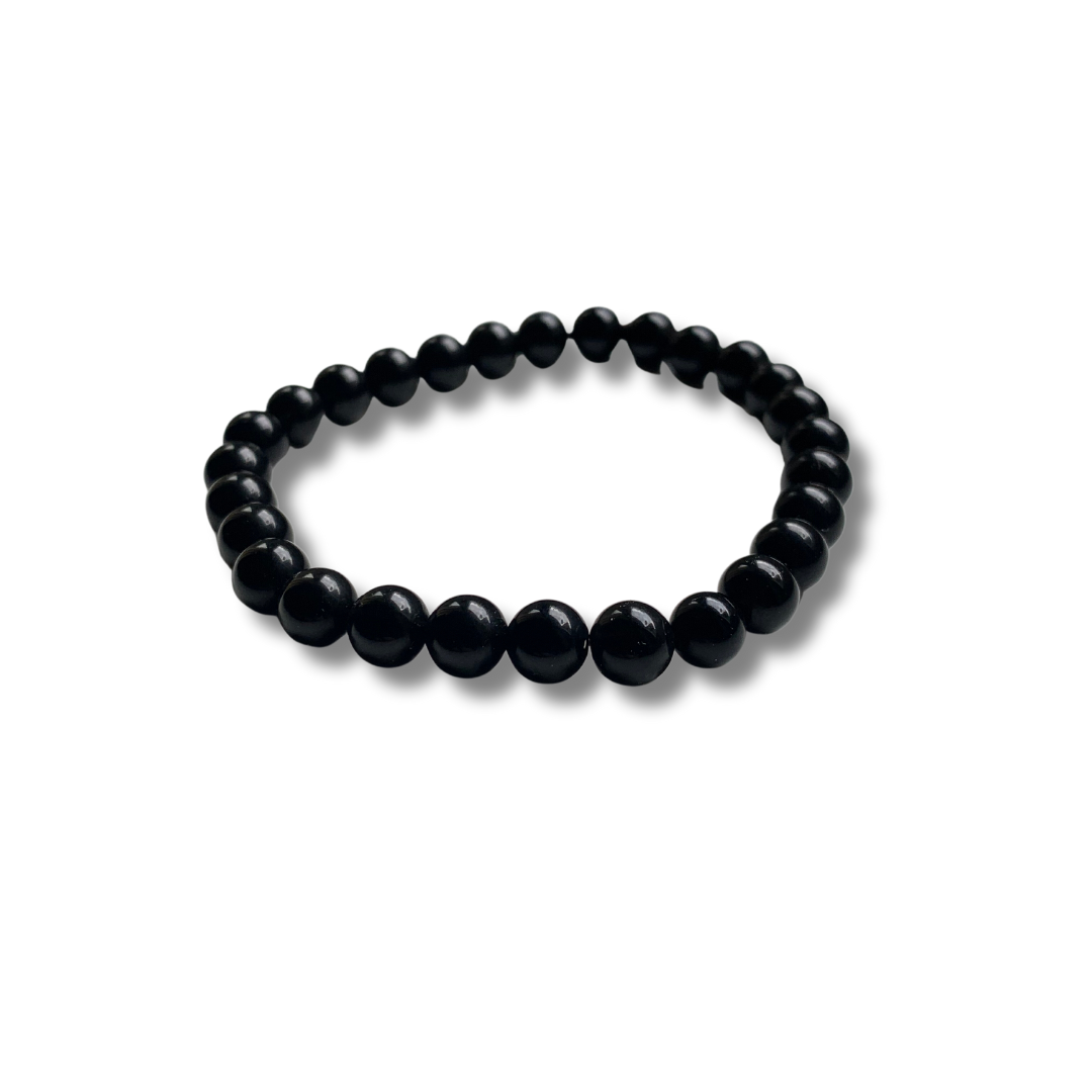 BLACK OBSIDIAN BEADED BRACELET