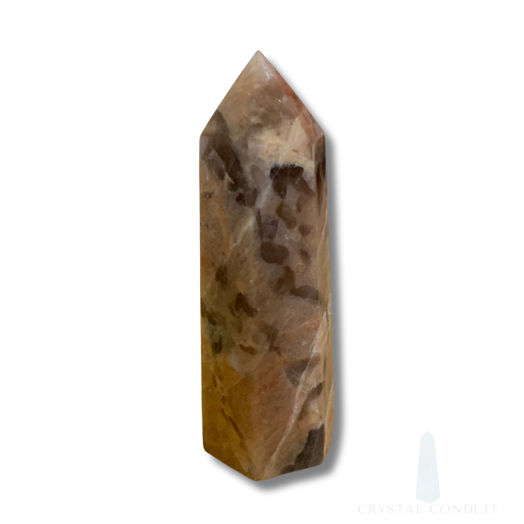 PEACH MOONSTONE with SMOKY QUARTZ TOWER