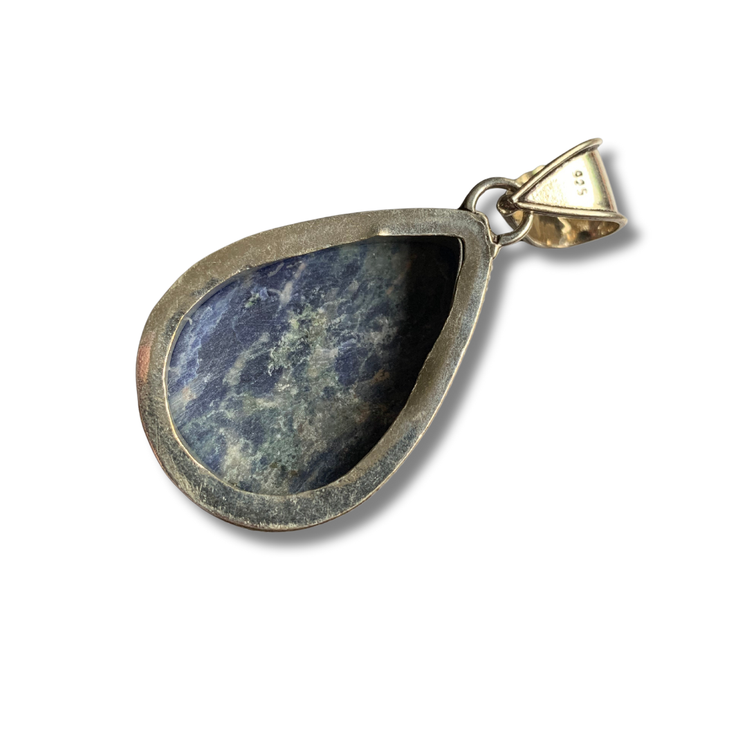 SUNSET SODALITE SILVER PENDANT