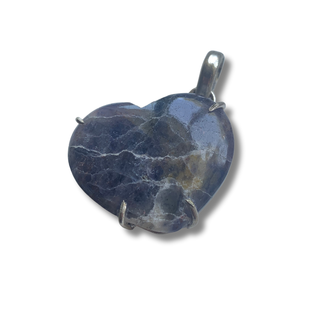 IOLITE with SUNSTONE SILVER HEART PENDANT