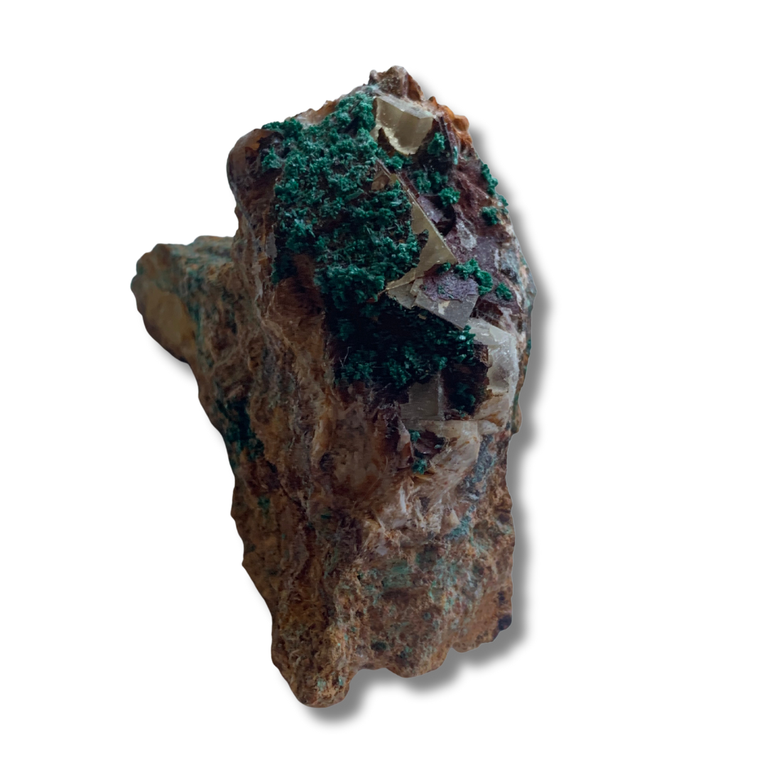 MALACHITE & AZURITE on FLUORITE CUBES & BARYTE