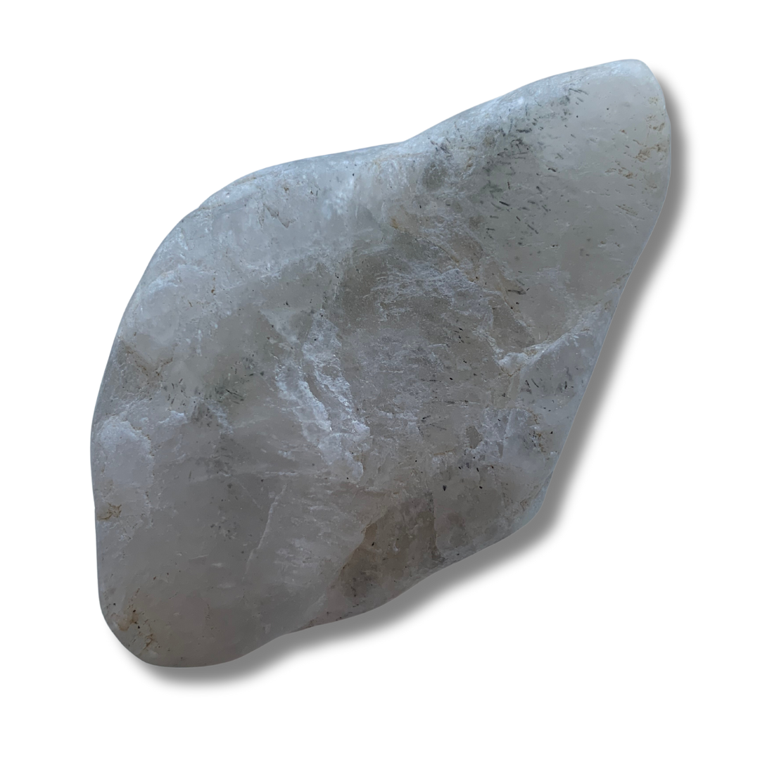 RIVER TUMBLED WHITE FLUORITE with GRAPHITE