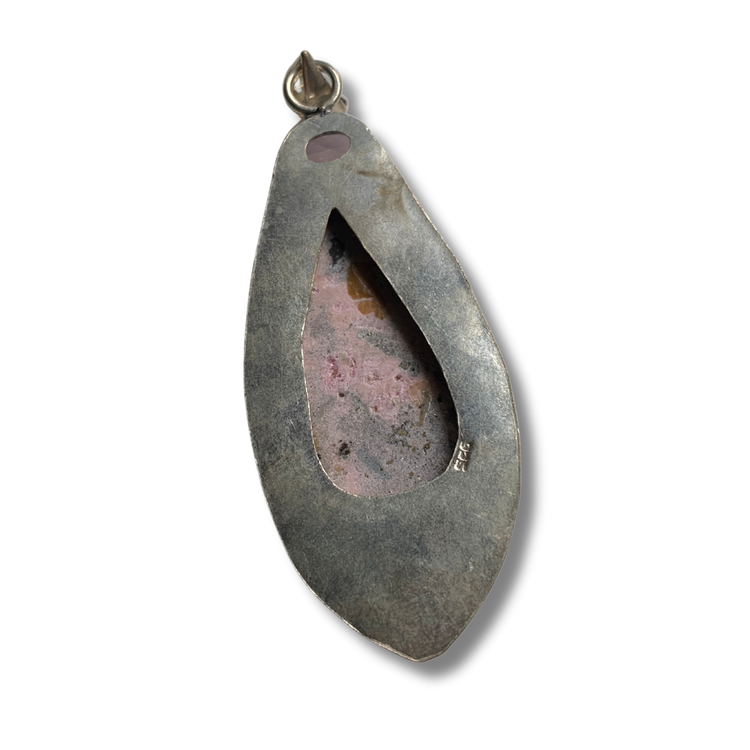 RHODONITE & PINK CHALCEDONY SILVER PENDANT