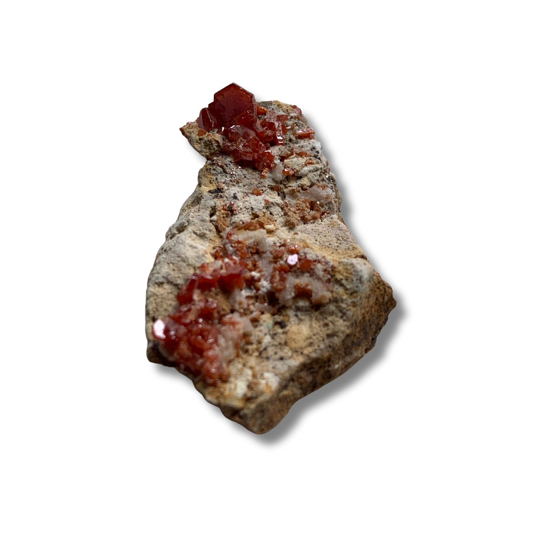 VANADINITE ON BARITE CLUSTER