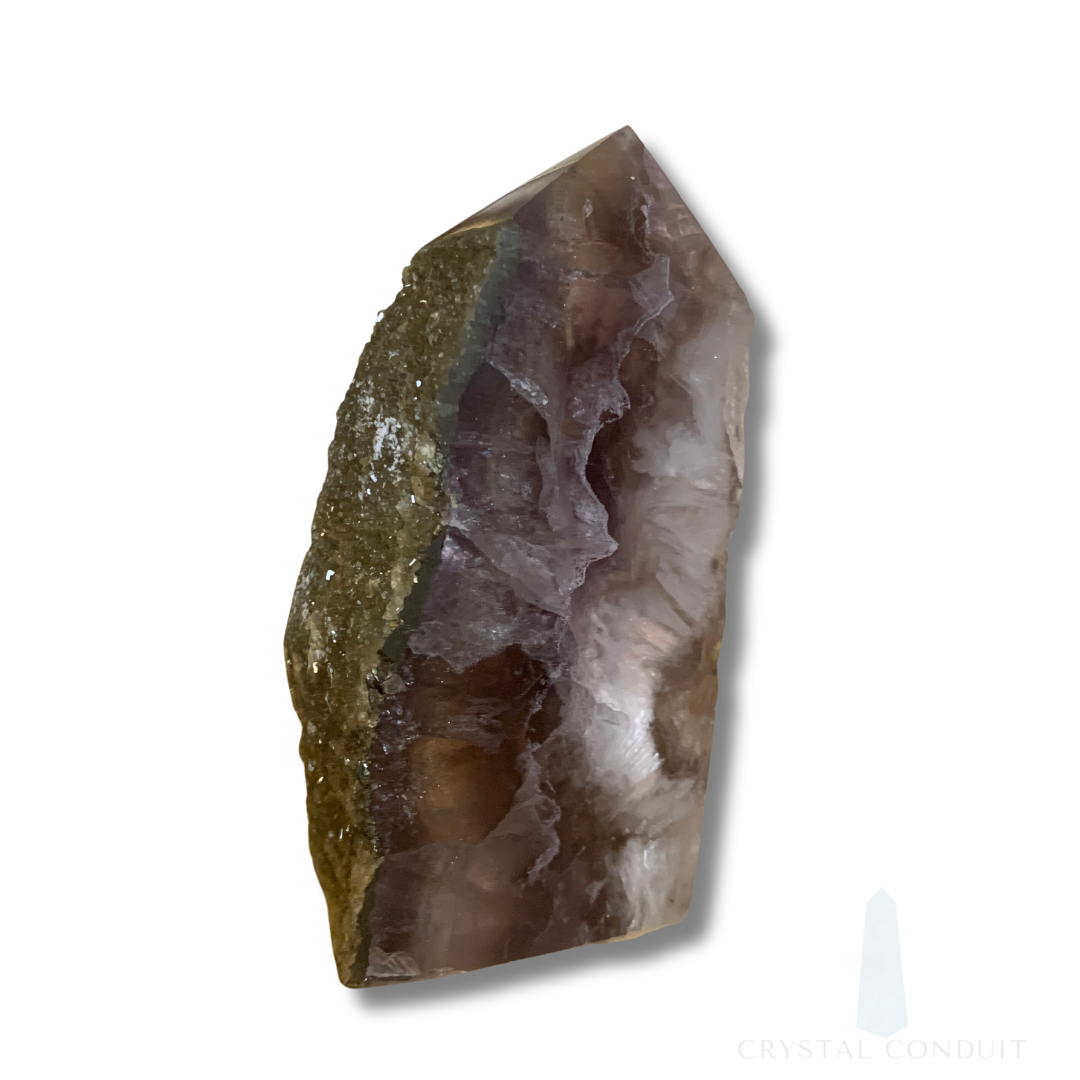 DRUZY FLUORITE with PYRITE & SCOLECITE TOWER