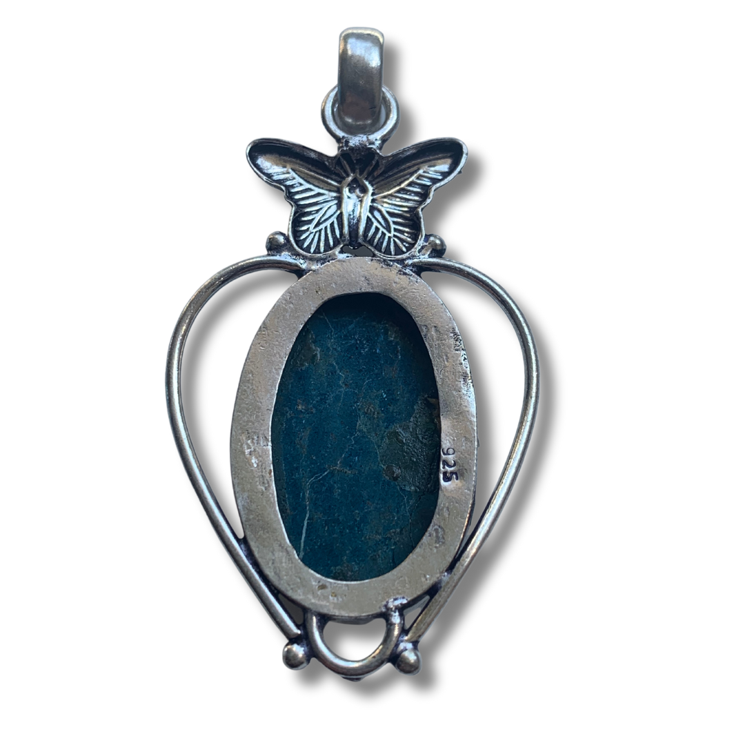 BLUE APATITE SILVER BUTTERFLY PENDANT