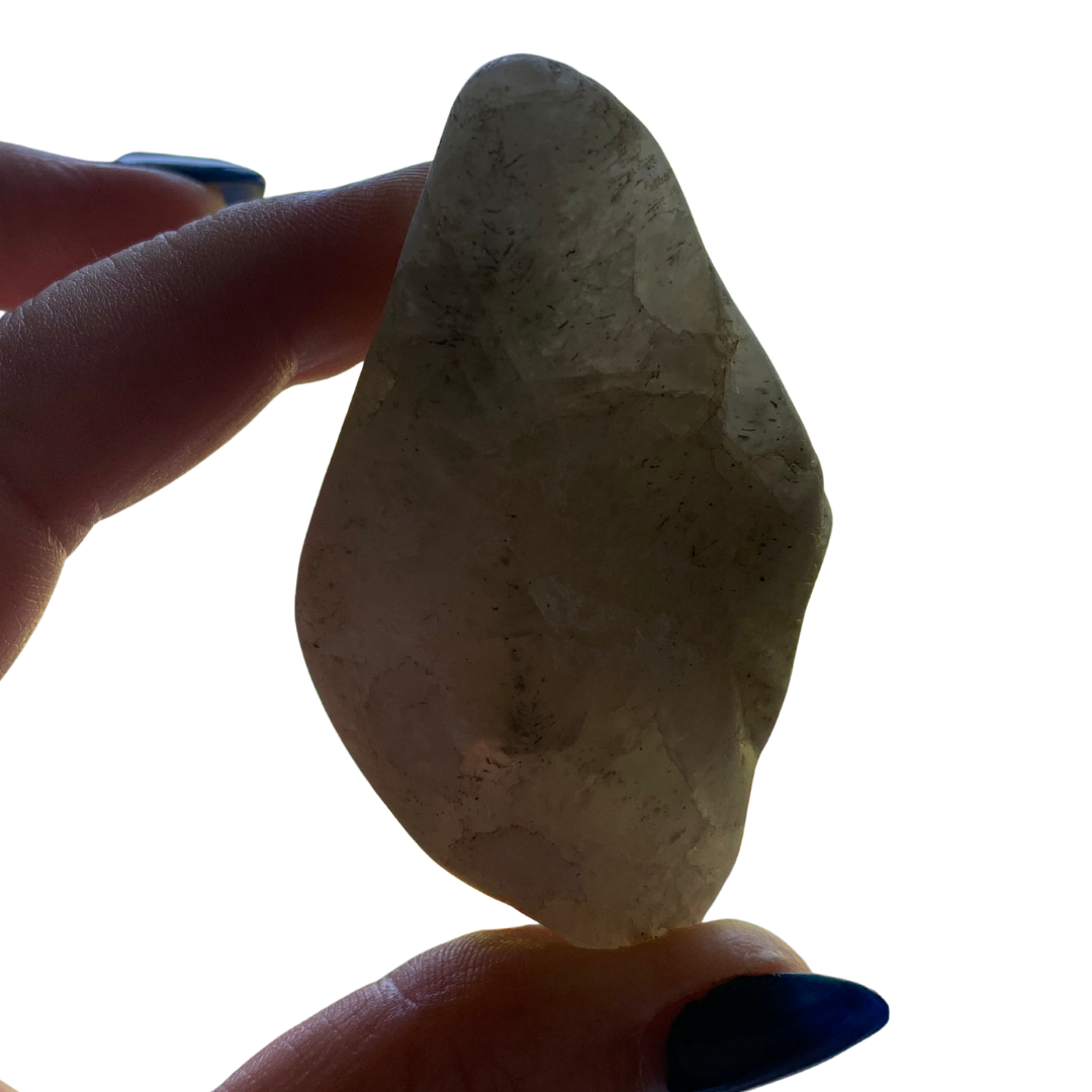 RIVER TUMBLED WHITE FLUORITE with GRAPHITE