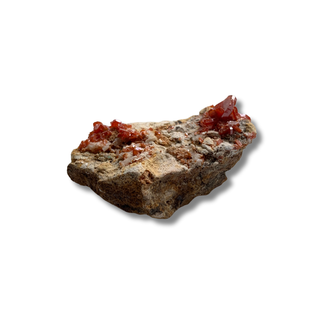 VANADINITE ON BARITE CLUSTER