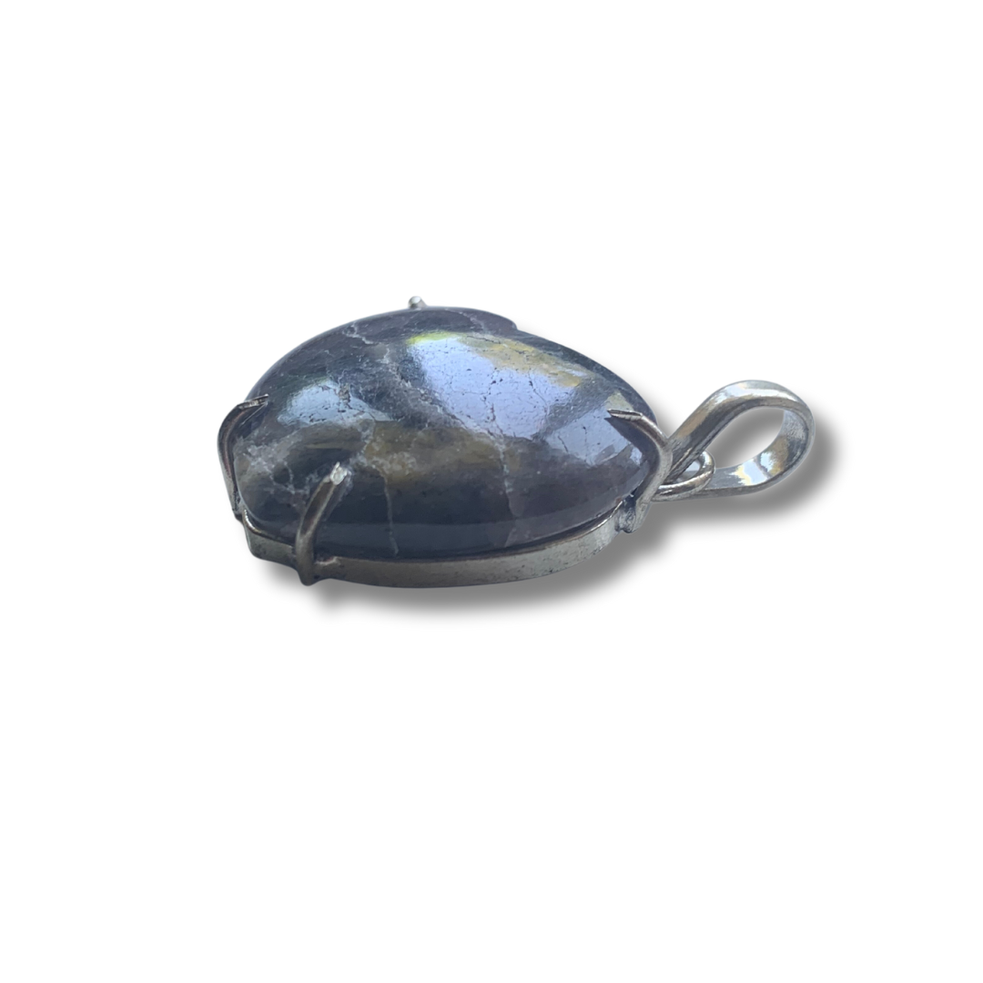 IOLITE with SUNSTONE SILVER HEART PENDANT