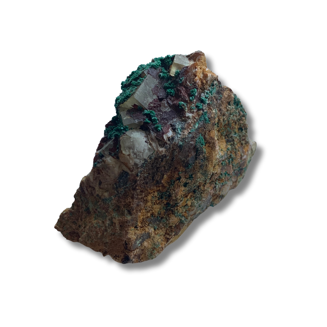 MALACHITE & AZURITE on FLUORITE CUBES & BARYTE