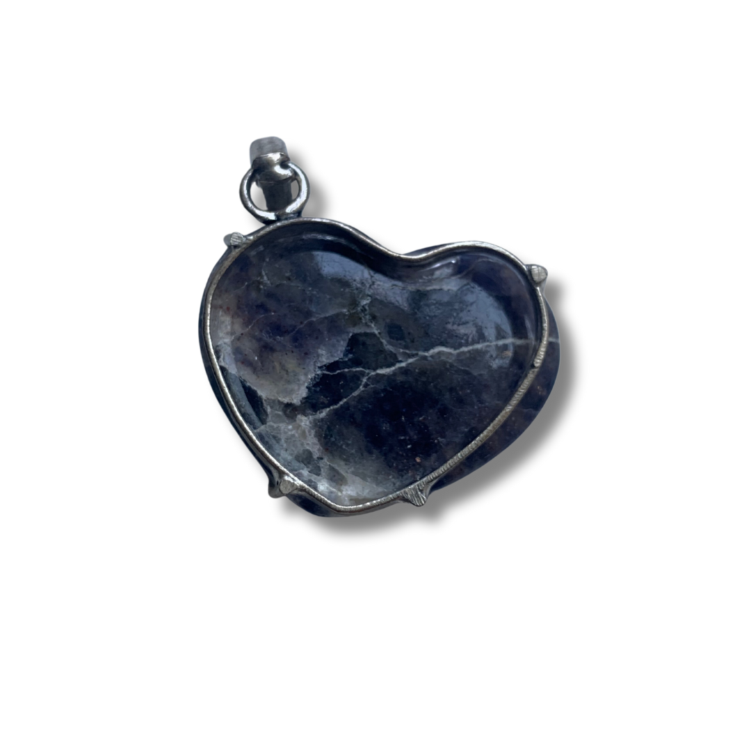 IOLITE with SUNSTONE SILVER HEART PENDANT