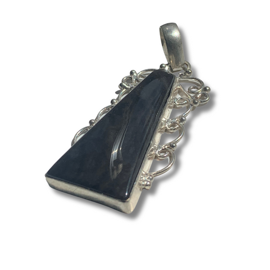 SILVER SHEEN OBSIDIAN SILVER PENDANT