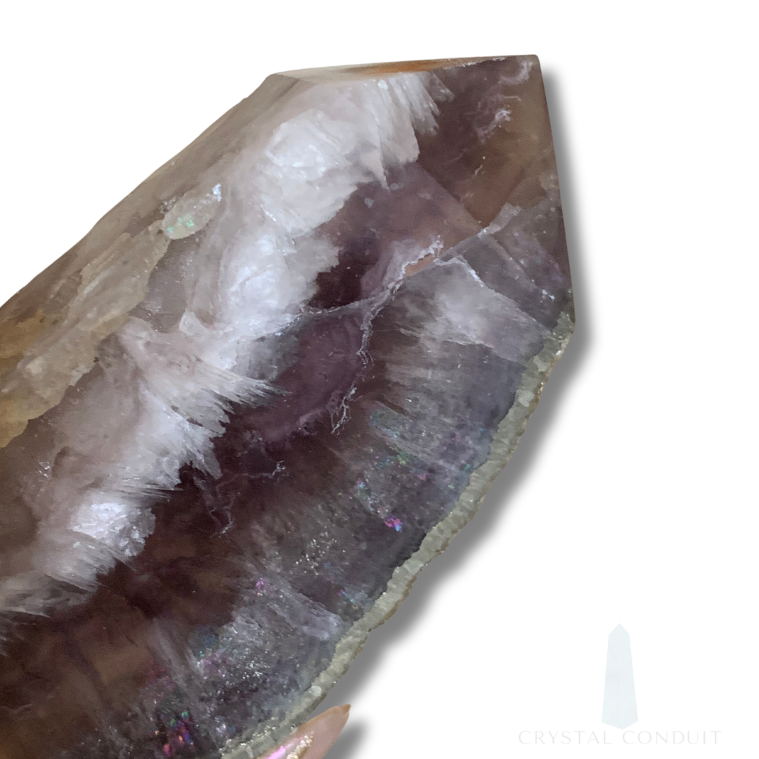 DRUZY FLUORITE with PYRITE & SCOLECITE TOWER