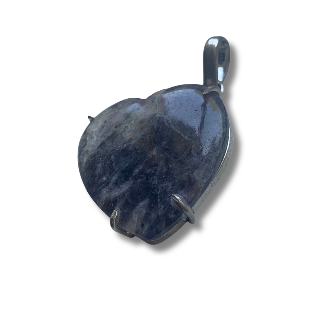 IOLITE with SUNSTONE SILVER HEART PENDANT