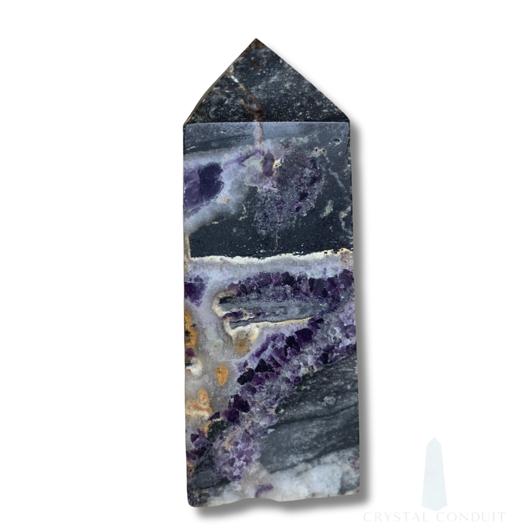 FLUORITE with BLACK SPHALERITE TOWER