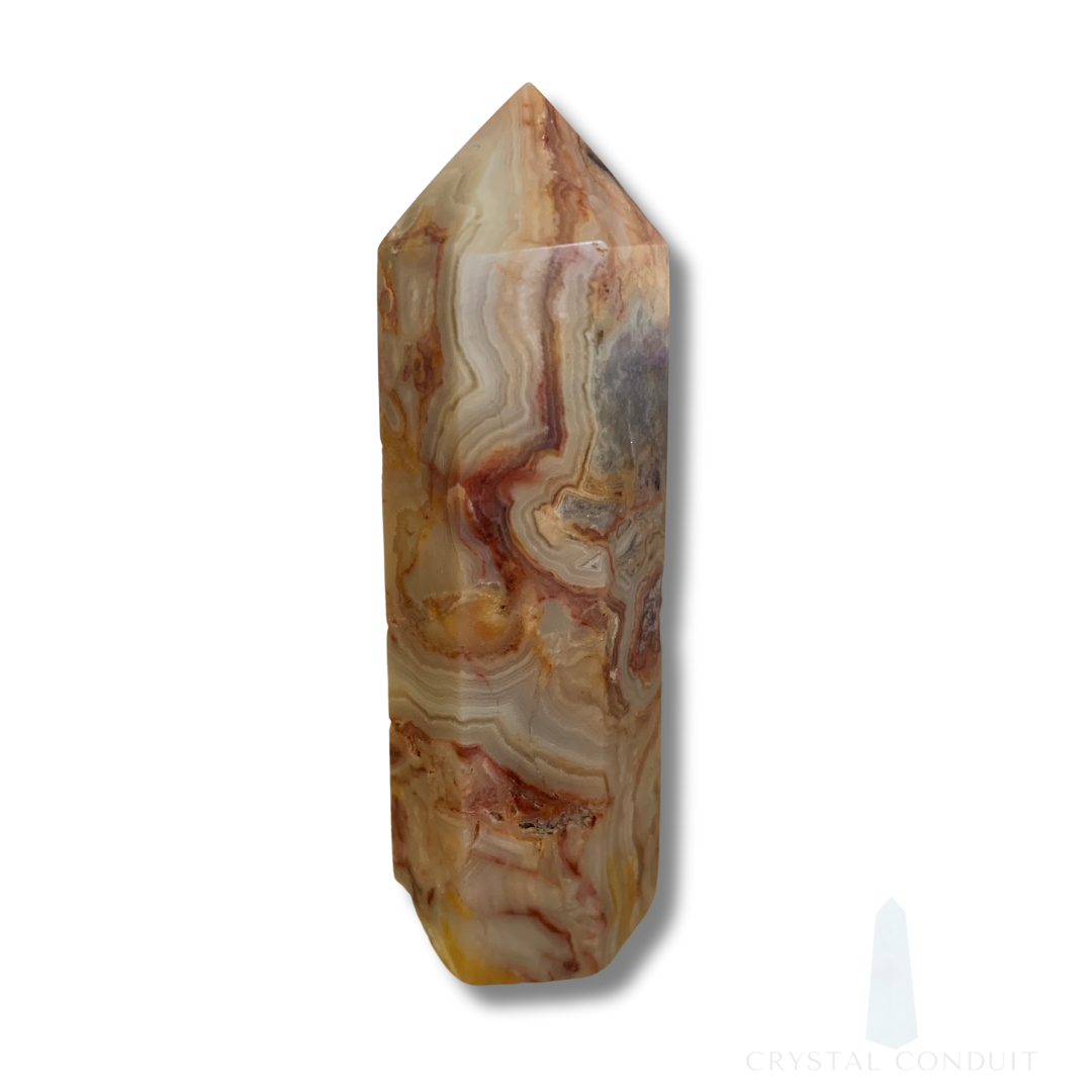 YELLOW MEXICAN CRAZY LACE AGATE TOWERS