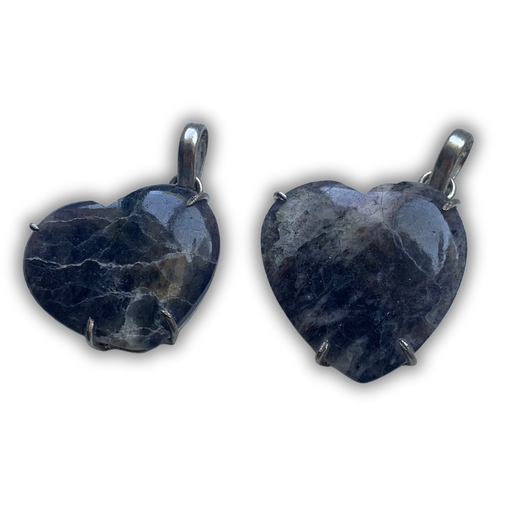 IOLITE with SUNSTONE SILVER HEART PENDANT