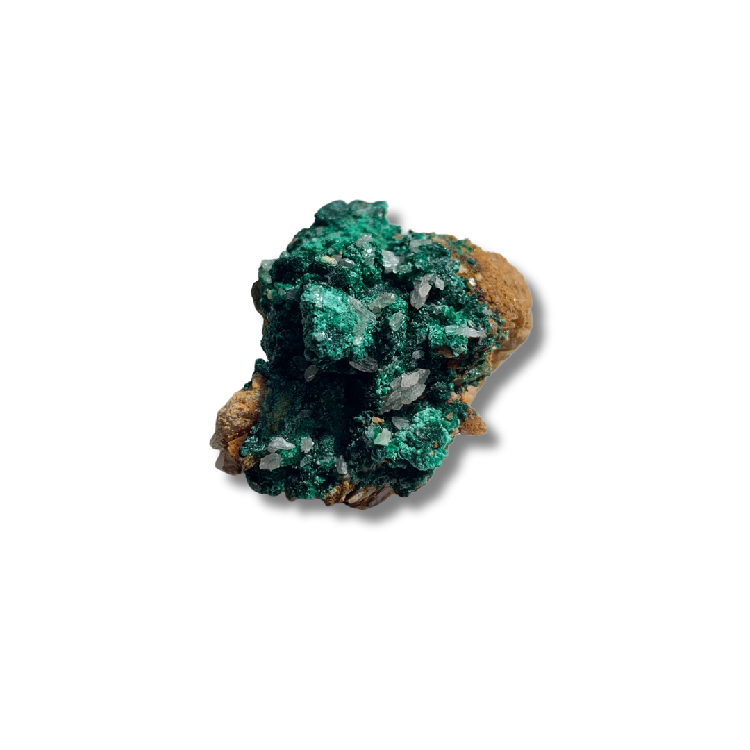 CALCITE ON MALACHITE SPECIMEN