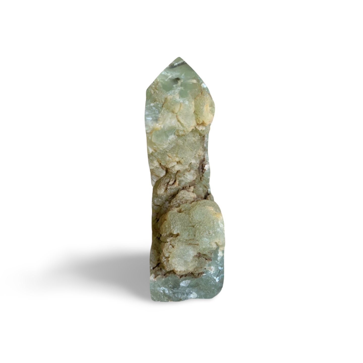 PART RAW PREHINITE with EPIDOTE & BLACK TOURMALINE TOWER