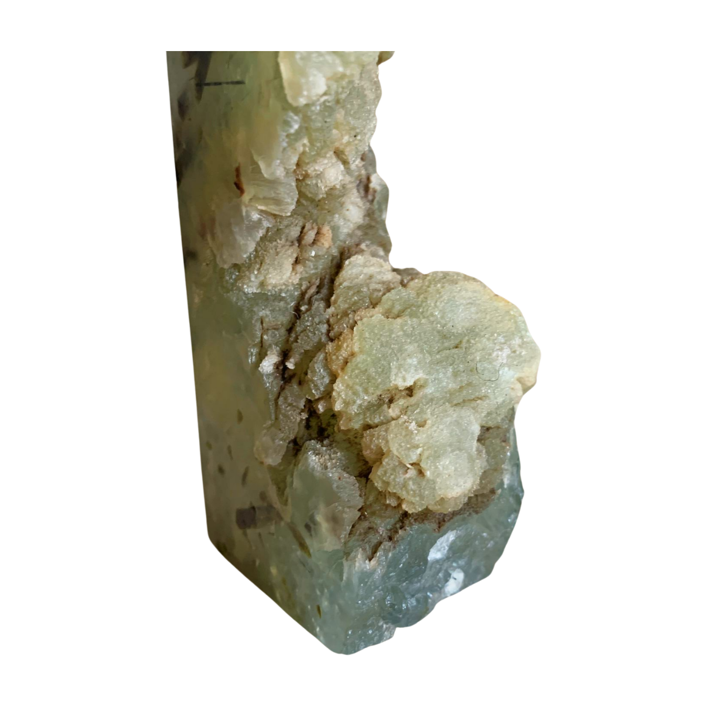 PART RAW PREHINITE with EPIDOTE & BLACK TOURMALINE TOWER