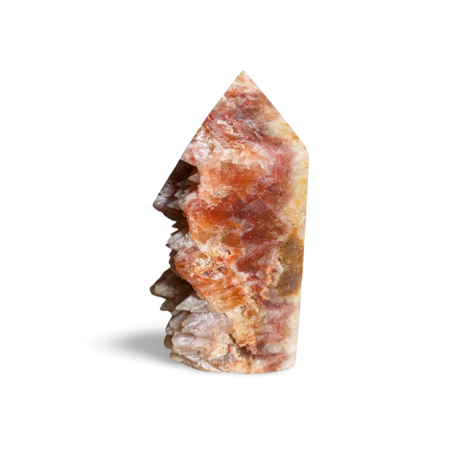 TRI COLOURED CALCITE DOGTOOTH TOWER