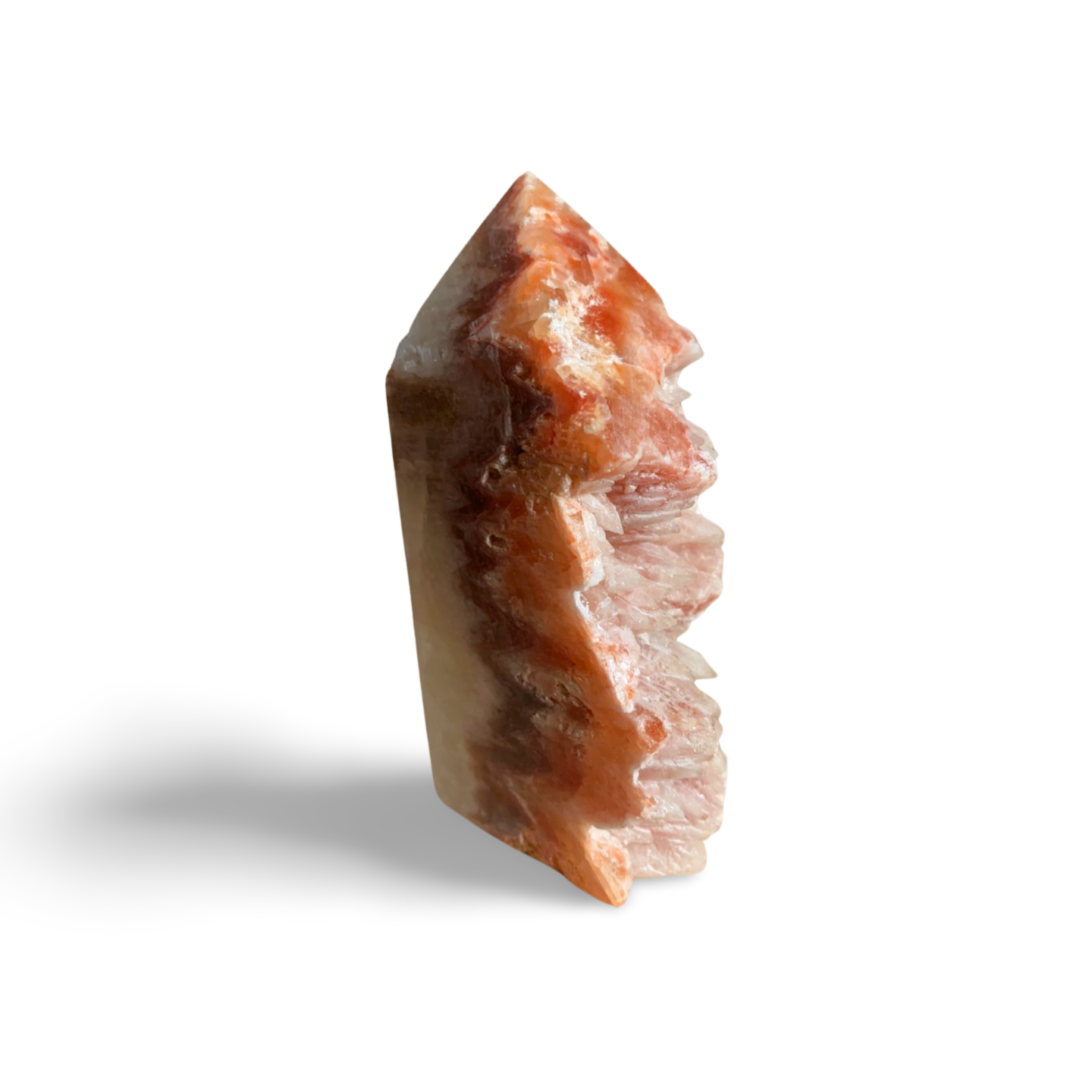 TRI COLOURED CALCITE DOGTOOTH TOWER