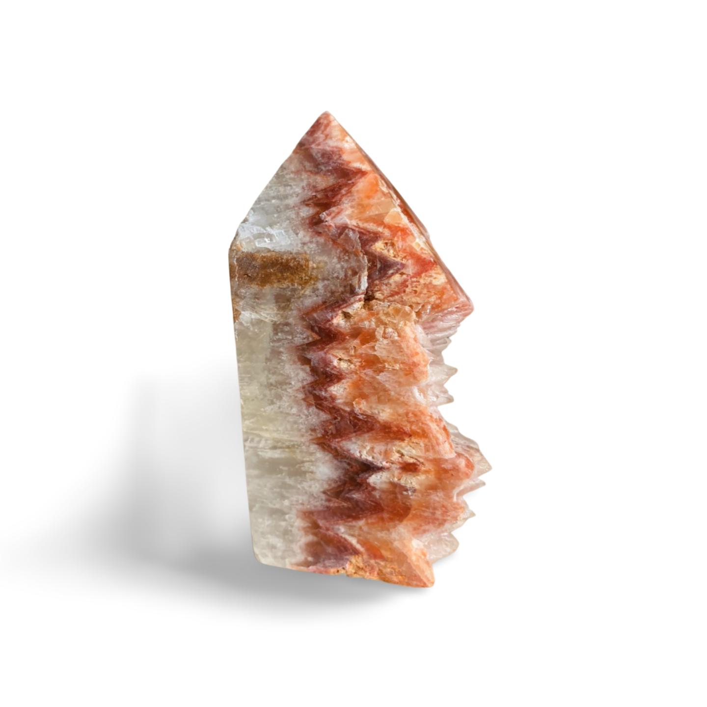 TRI COLOURED CALCITE DOGTOOTH TOWER