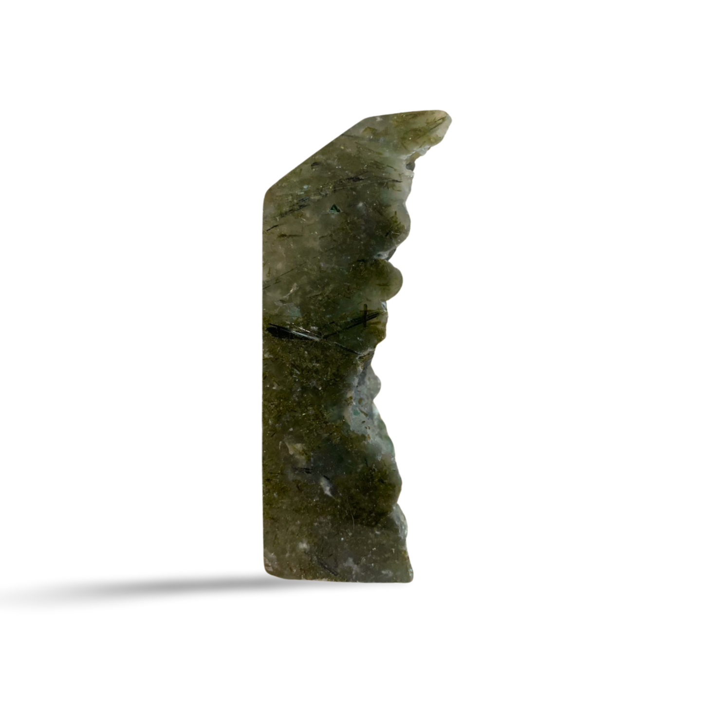 PART RAW PREHINITE with EPIDOTE & BLACK TOURMALINE TOWER