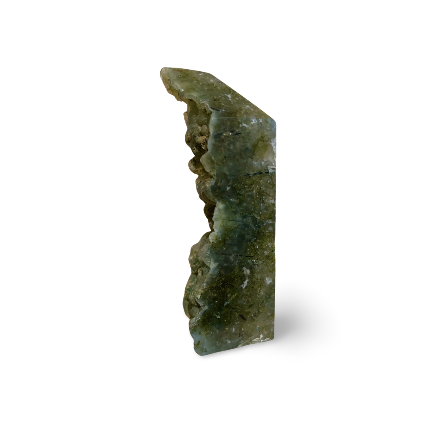 PART RAW PREHINITE with EPIDOTE & BLACK TOURMALINE TOWER