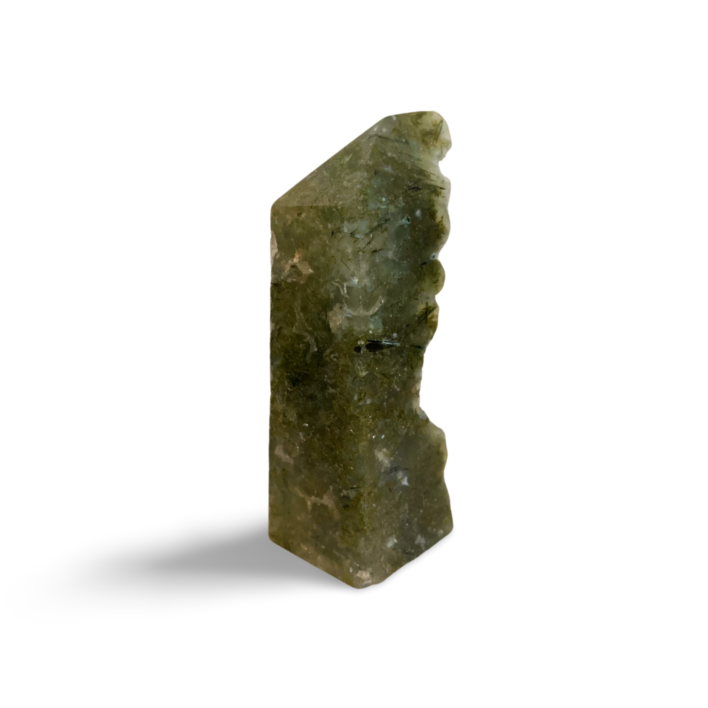 PART RAW PREHINITE with EPIDOTE & BLACK TOURMALINE TOWER