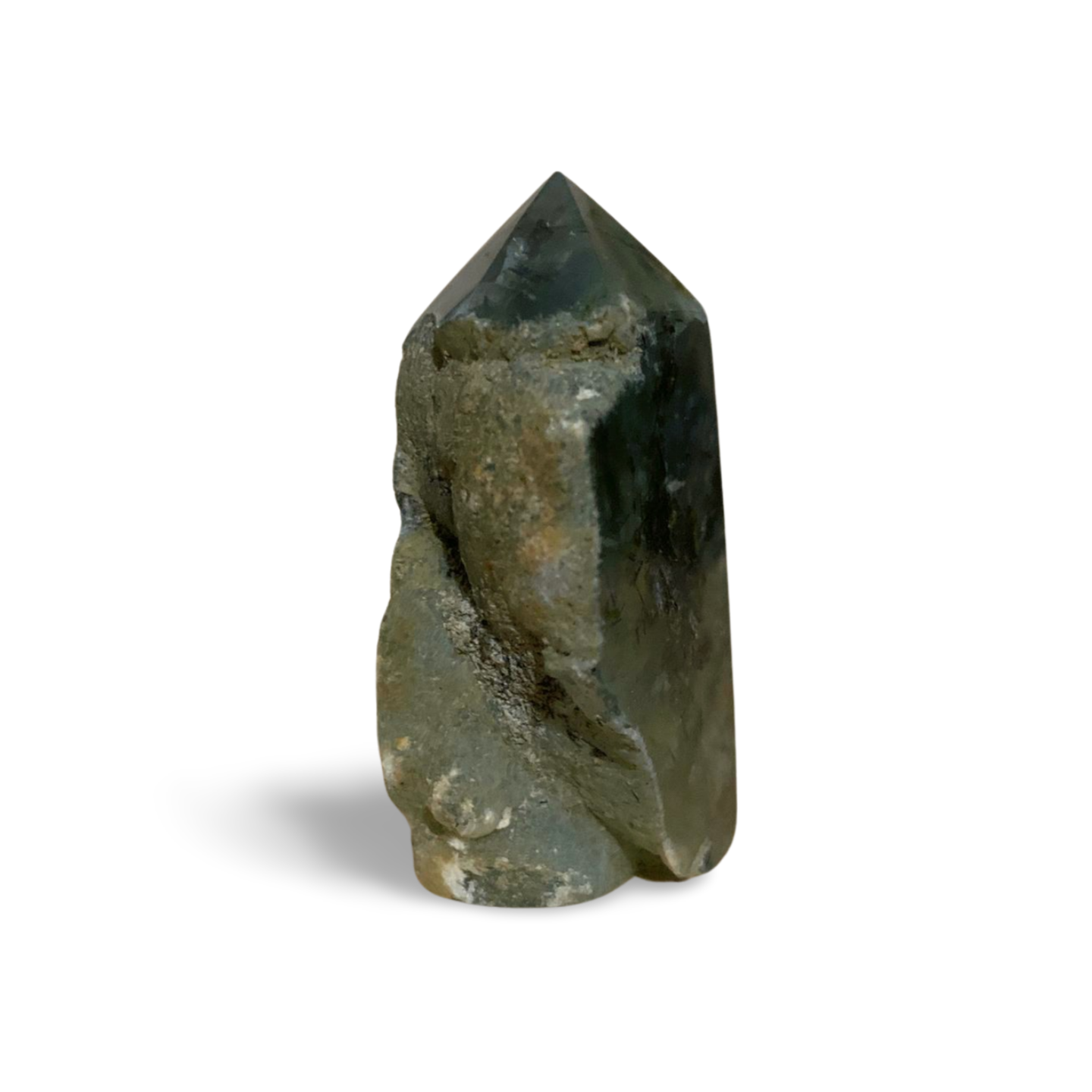 SMALL PART RAW PREHINITE with EPIDOTE & BLACK TOURMALINE TOWER