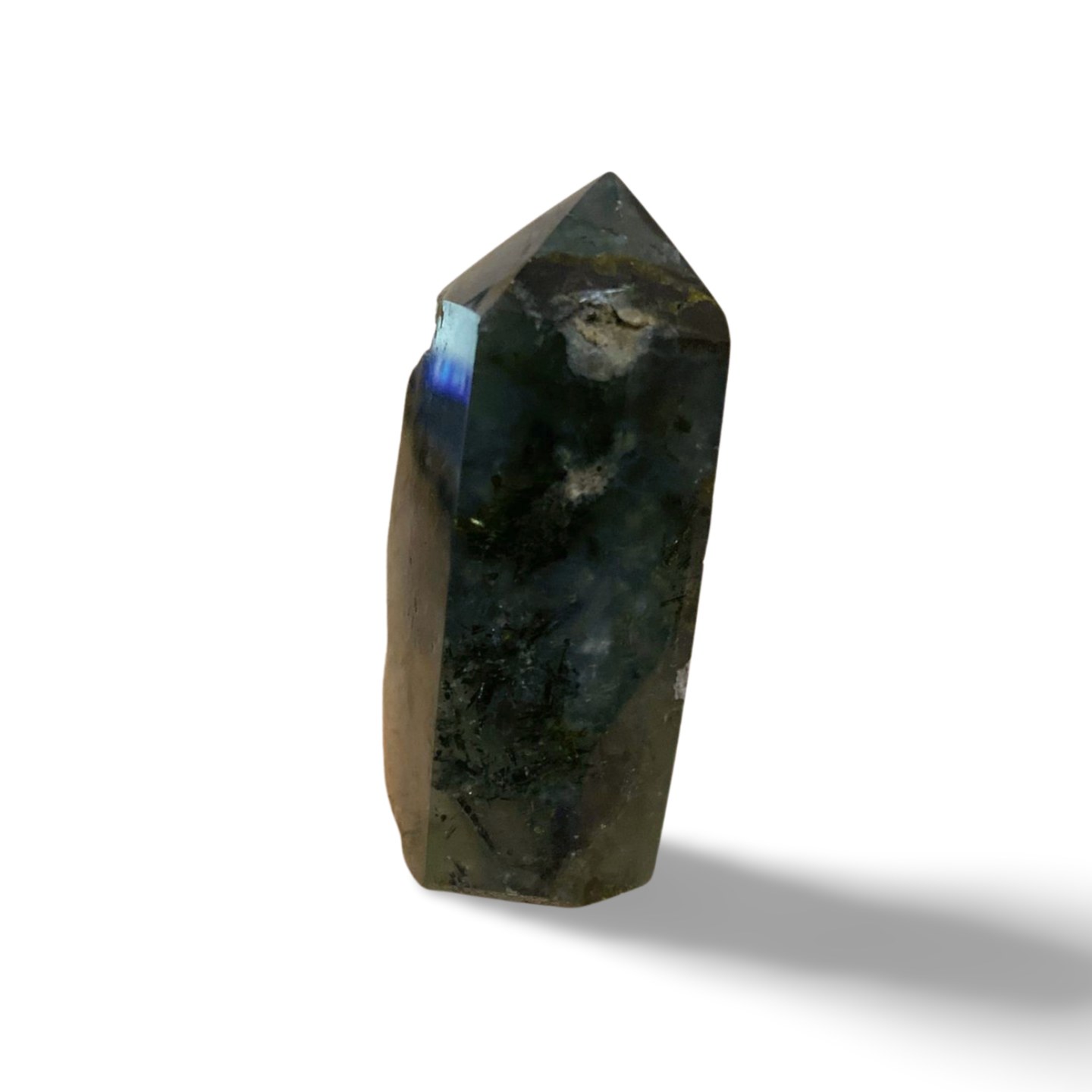 SMALL PART RAW PREHINITE with EPIDOTE & BLACK TOURMALINE TOWER