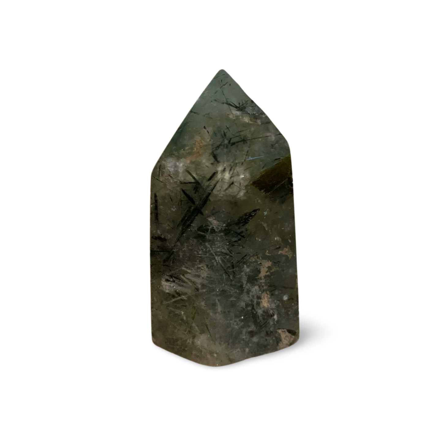 SMALL PART RAW PREHINITE with EPIDOTE & BLACK TOURMALINE TOWER