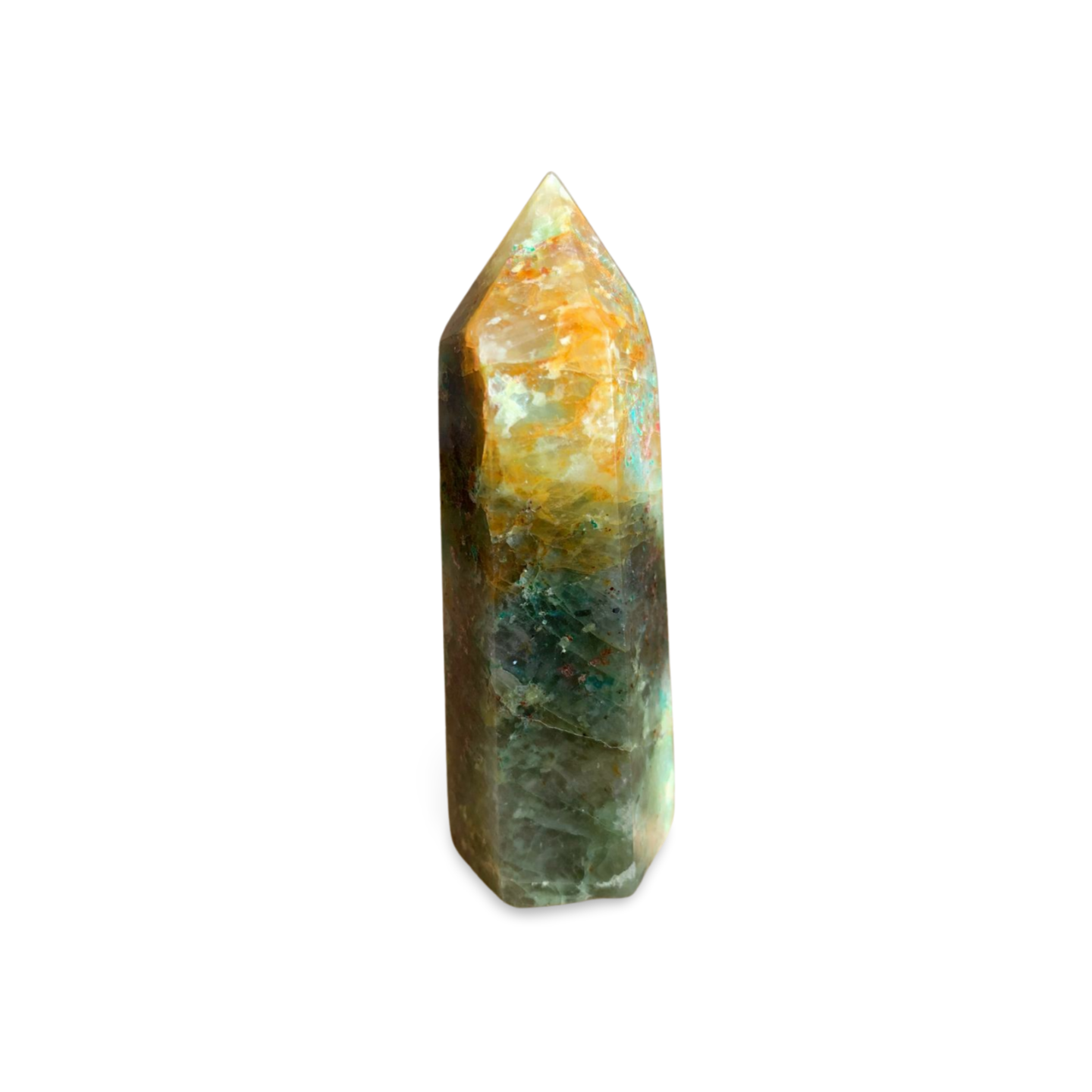 CHRYSOCOLLA with GARNET TOWER