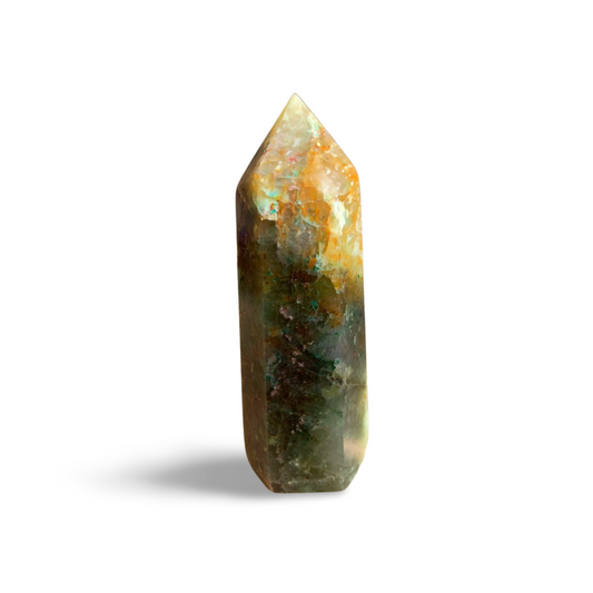 CHRYSOCOLLA with GARNET TOWER