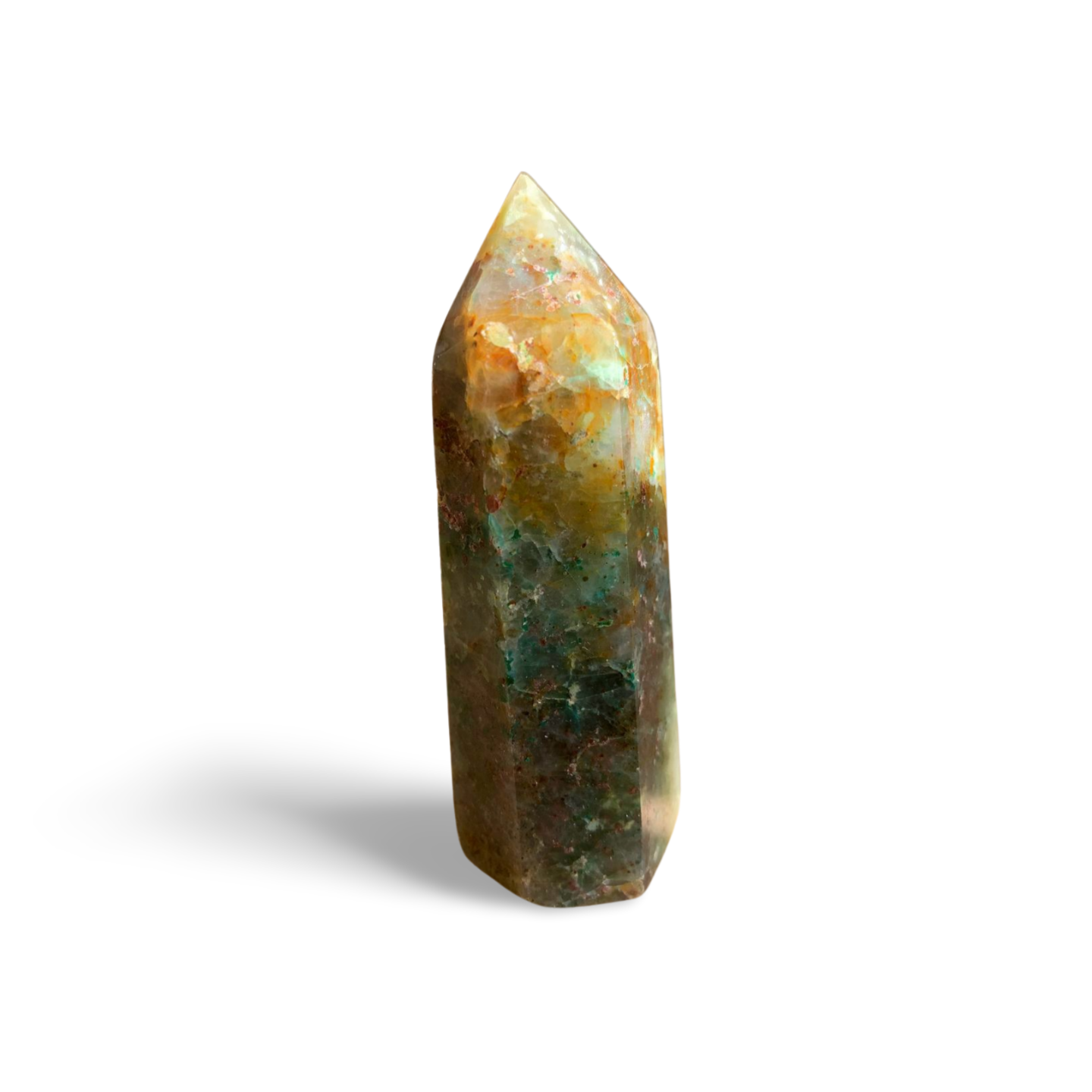 CHRYSOCOLLA with GARNET TOWER