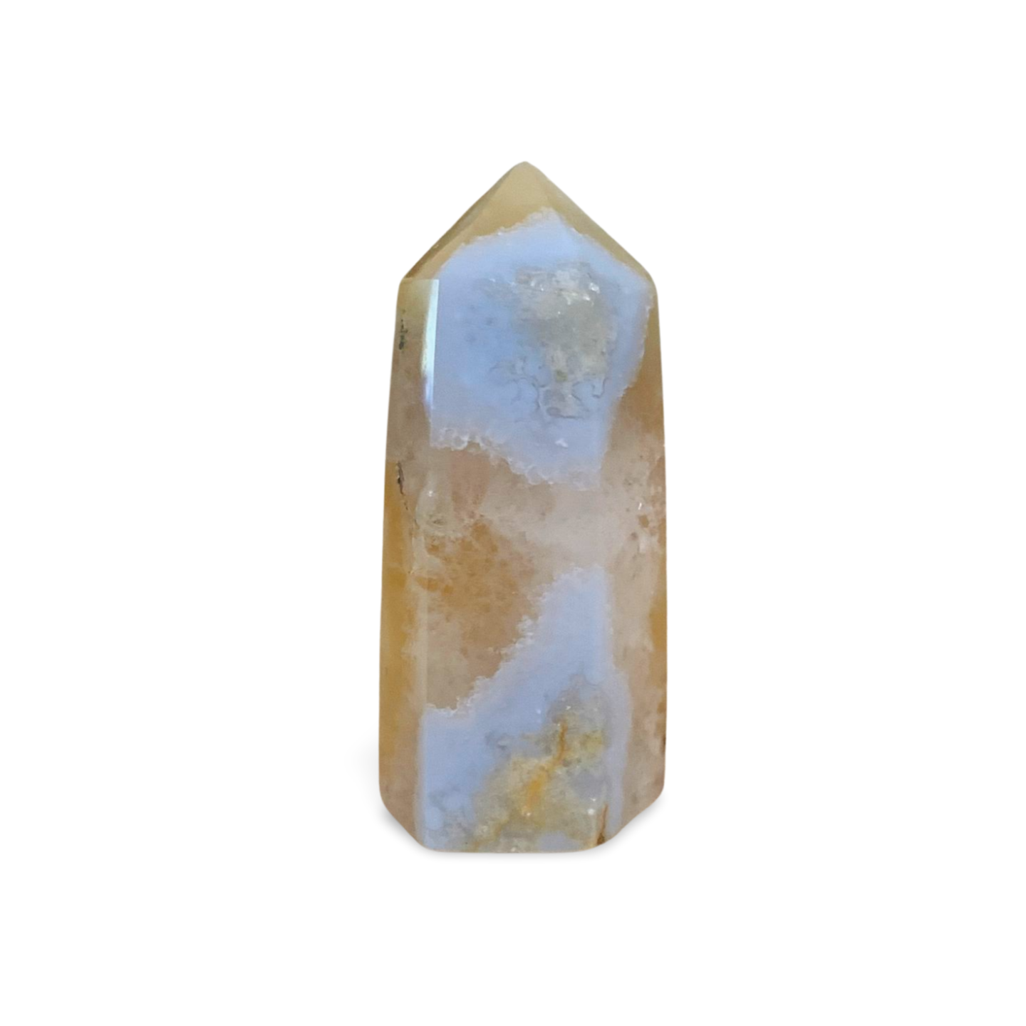 BLUE LACE AGATE with QUARTZ & GOLDEN MICA TOWER