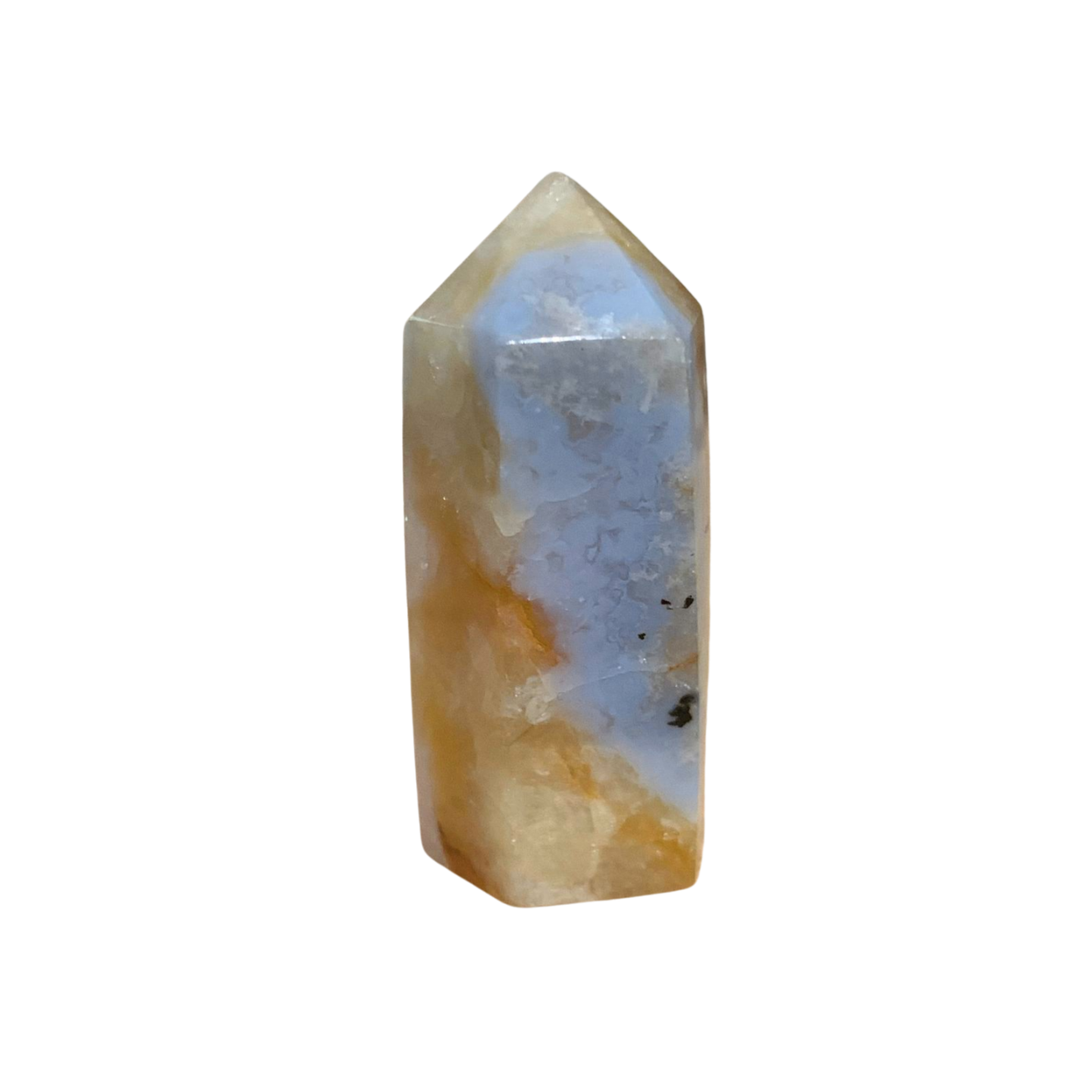 BLUE LACE AGATE with QUARTZ & GOLDEN MICA TOWER