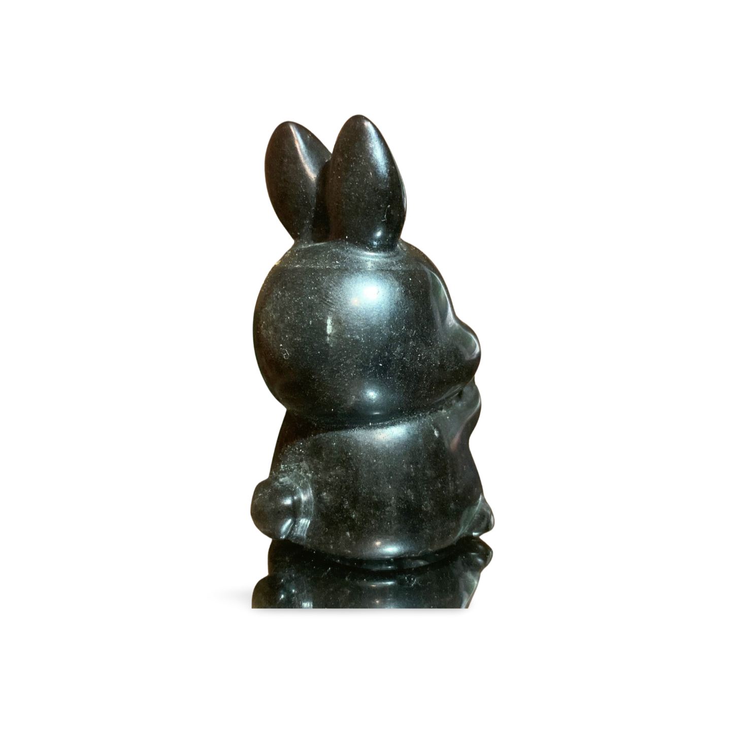 SILVER SHEEN OBSIDIAN BUNNY RABBIT with CARROT CARVING